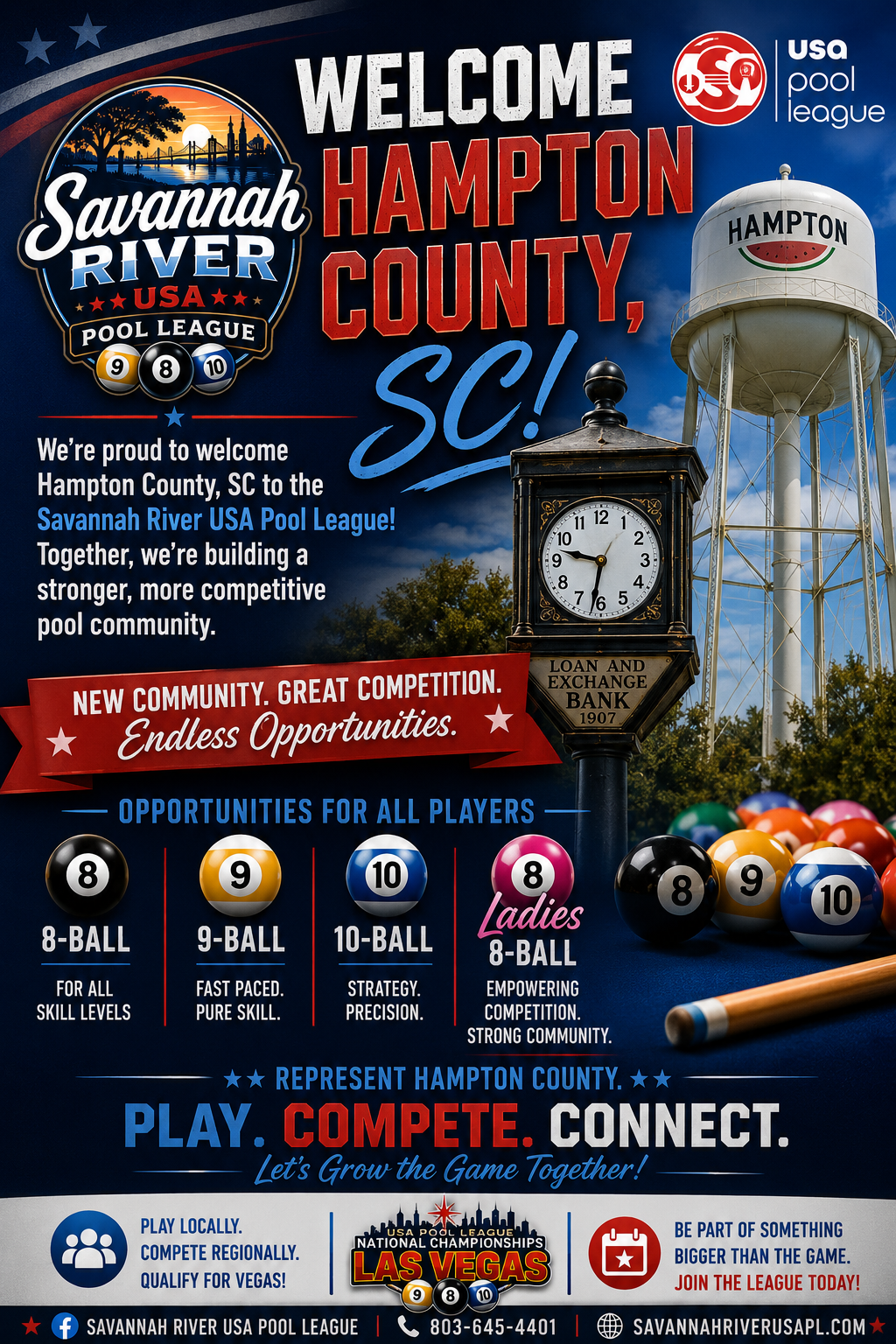 Welcome Hampton County, SC to the Savannah River USA Pool League! — poster 1