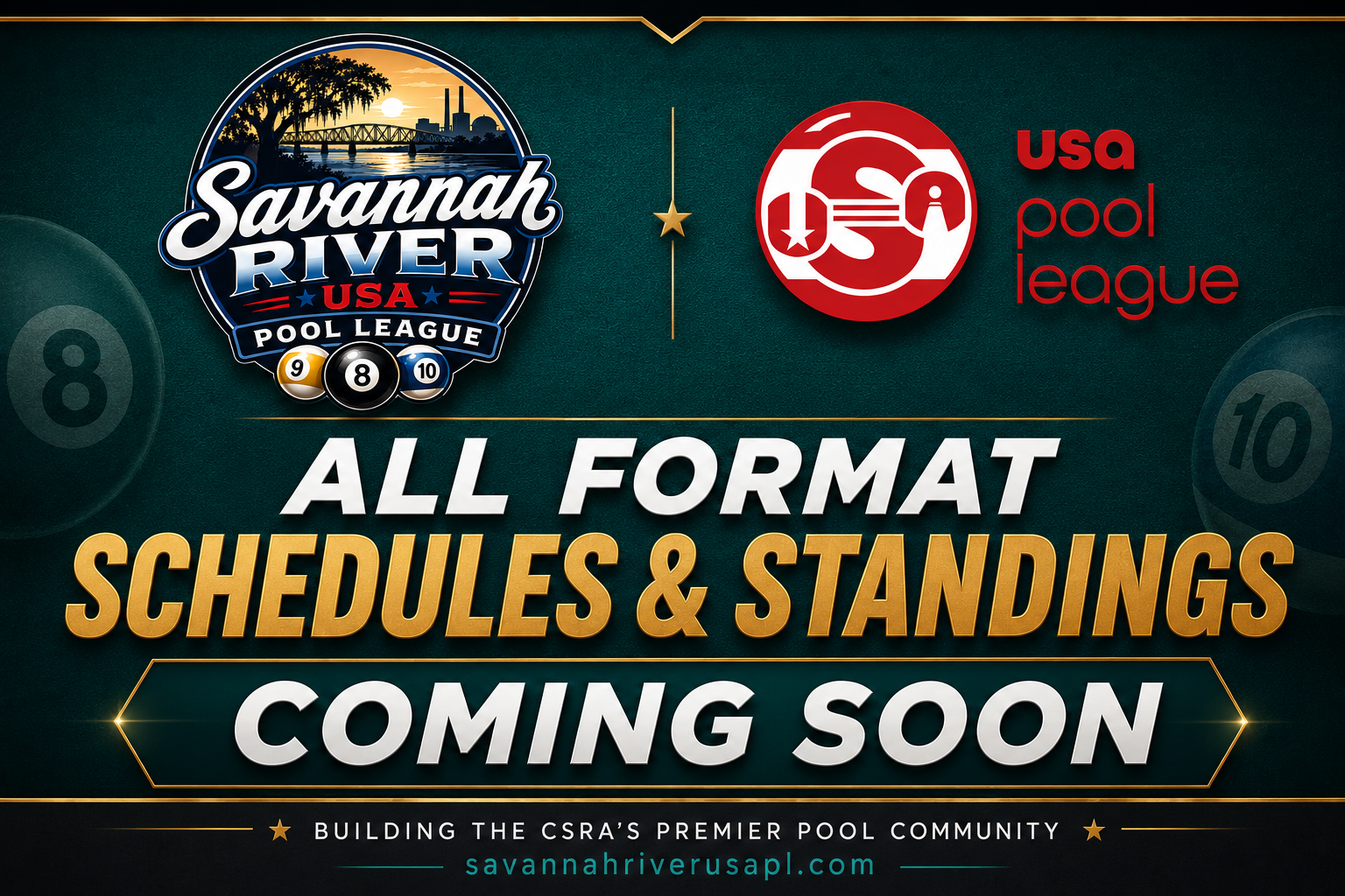 All Format Schedules Coming Soon — Savannah River USA Pool League